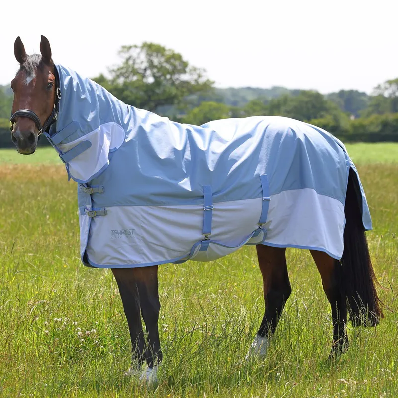 Shires Tempest Original Waterproof Combo Neck Fly Sheet - Pale Blue