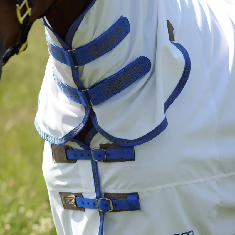 Shires Tempest Plus Sweet-Itch Combo Neck Fly Sheet - White/Air Force-1