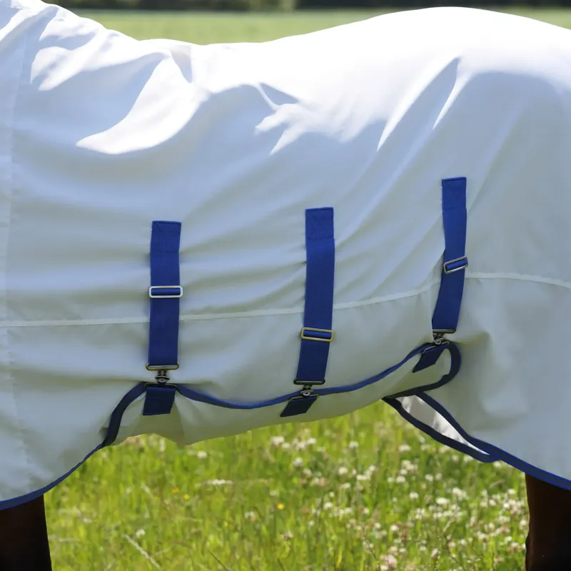 Shires Tempest Plus Sweet-Itch Combo Neck Fly Sheet - White/Air Force-2