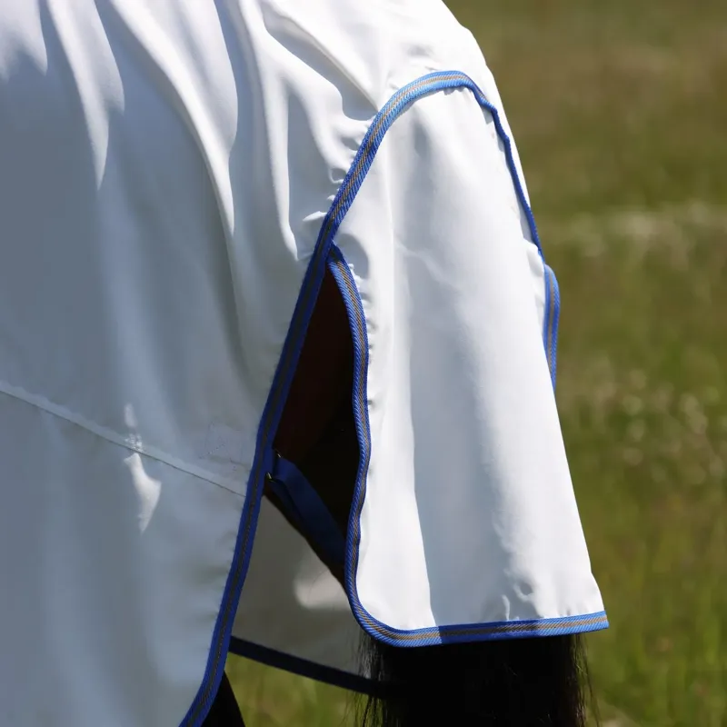 Shires Tempest Plus Sweet-Itch Combo Neck Fly Sheet - White/Air Force-3