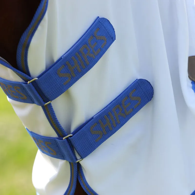 Shires Tempest Plus Sweet-Itch Combo Neck Fly Sheet - White/Air Force-4