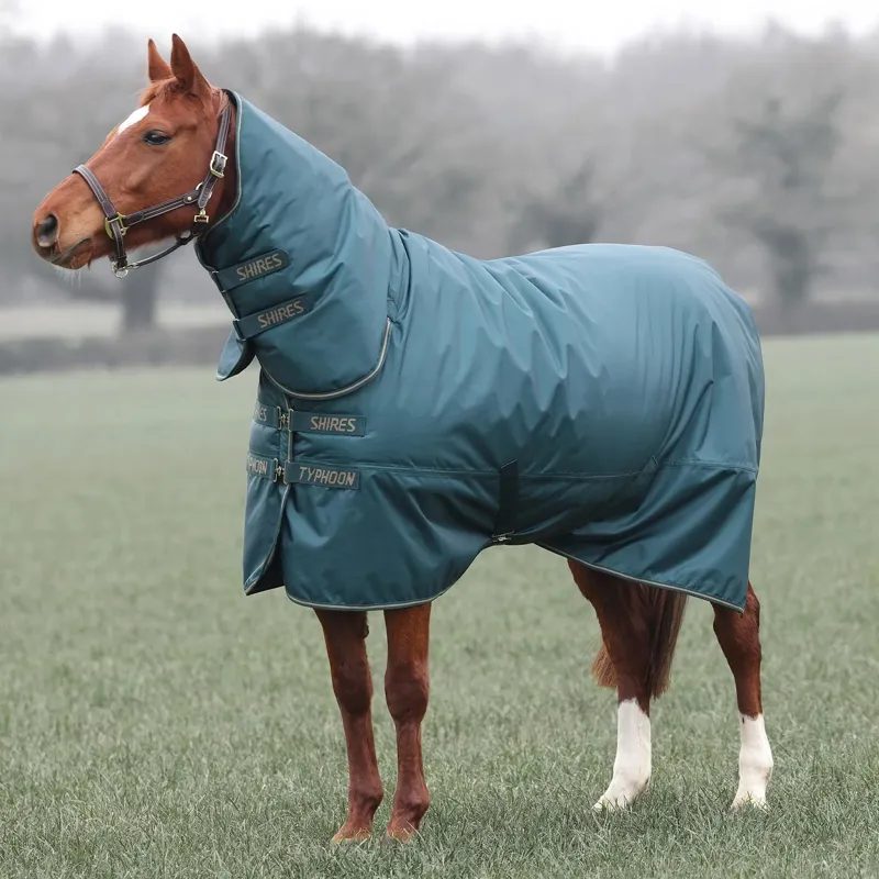 Shires Typhoon 200g Combo Neck Turnout Blanket - Green