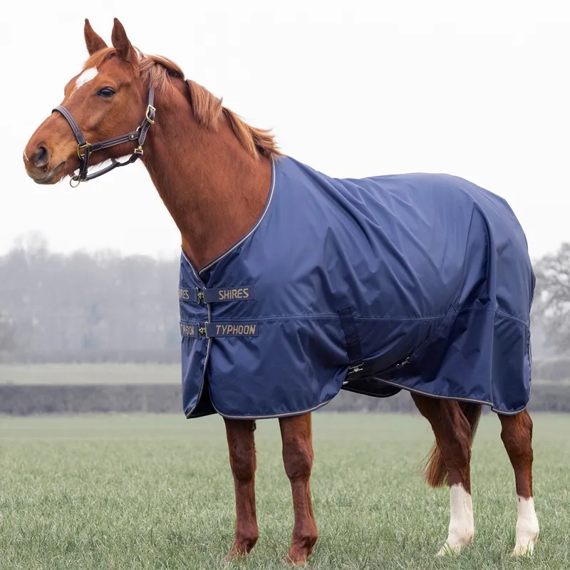 Shires Typhoon Lite Standard Neck 0g Turnout Blanket - Navy-2