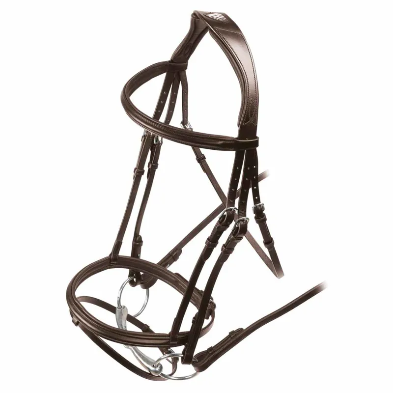 Velociti RAPIDA Padded Raised Flash Bridle with Reins - Havana-1