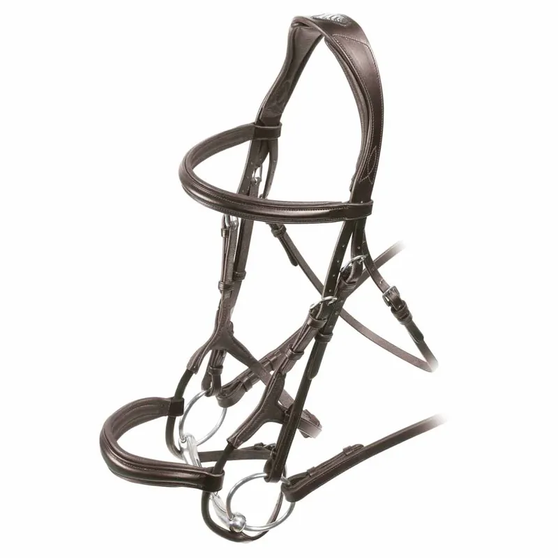 Velociti RAPIDA Rolled Padded Cavesson Bridle with Reins - Havana-1
