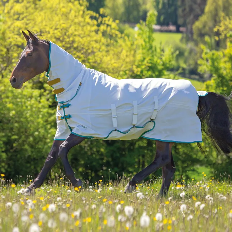 Shires Tempest Plus Sweet-Itch Combo Neck Fly Sheet - White-1