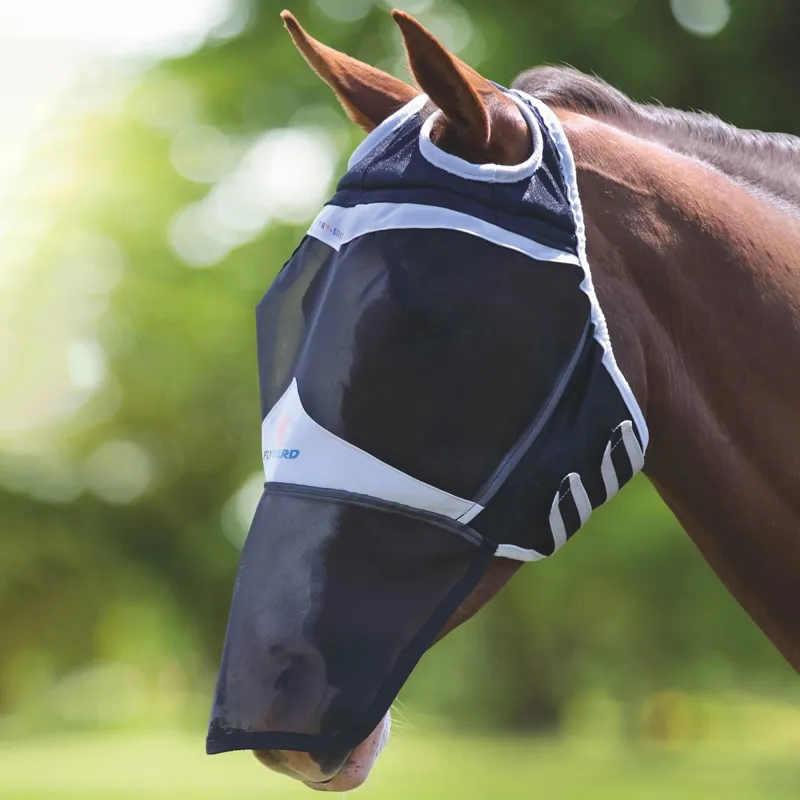 Shires FlyGuard Pro Fine Mesh Fly Mask with Nose - Black-1