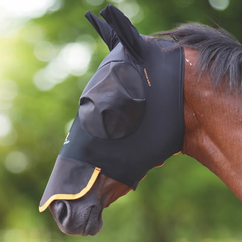 Shires FlyGuard Pro Stretch Fly Mask with Ears and Nose - Jet