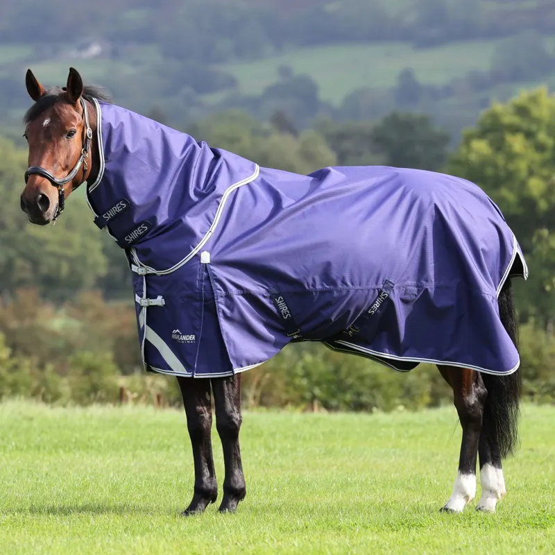 Shires Highlander Original 0g Detach-A-Neck Turnout Blanket - Navy