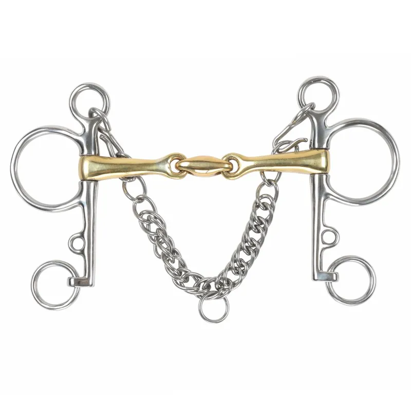 Shires Brass Lozenge Double Jointed Pelham Bit-1