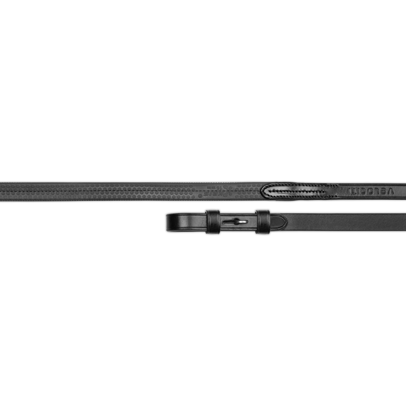 Velociti Lusso Nylon Insert Rubber Grip Reins - Black