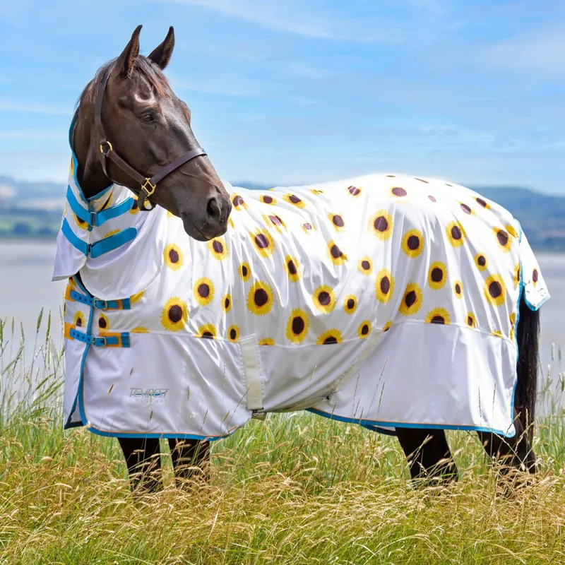 Shires Tempest Original Printed Combo Neck Fly Sheet: Sunflower