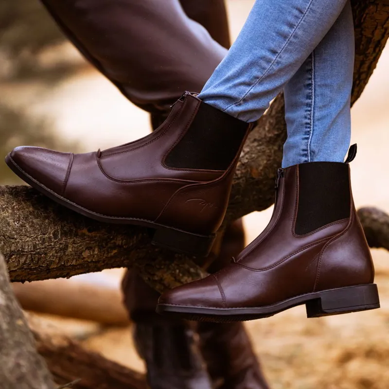 Dy'on Front Zip Paddock Boots - Brown-5