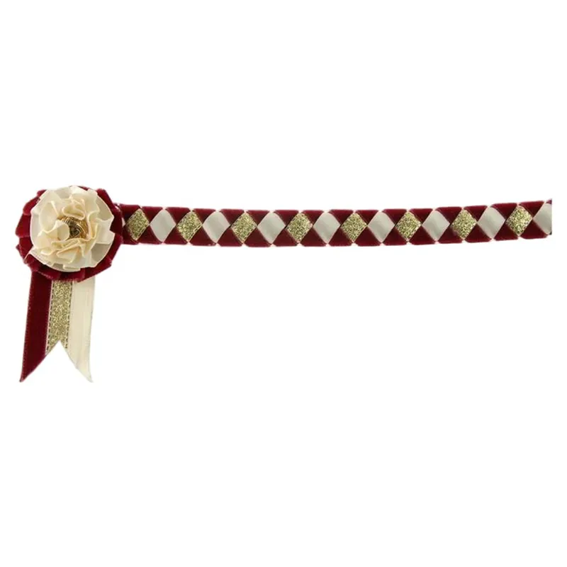 ShowQuest Newport Browband - Burgundy/Cream/Gold