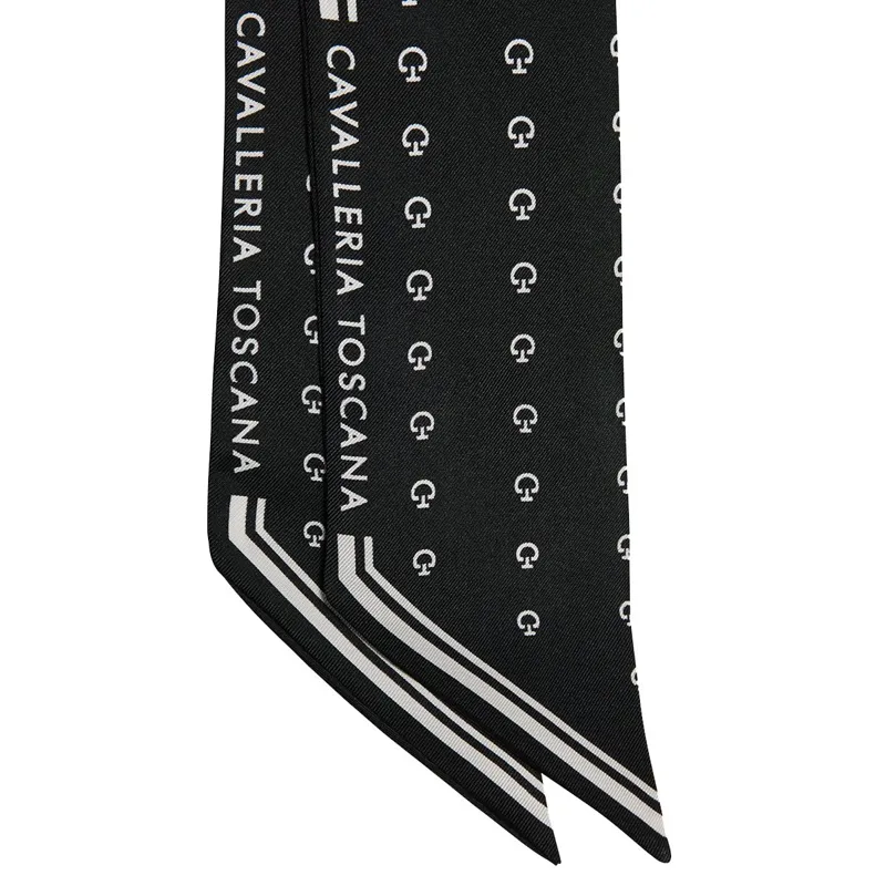Cavalleria Toscana Jacquard Logo Silk Scarf - Black-1
