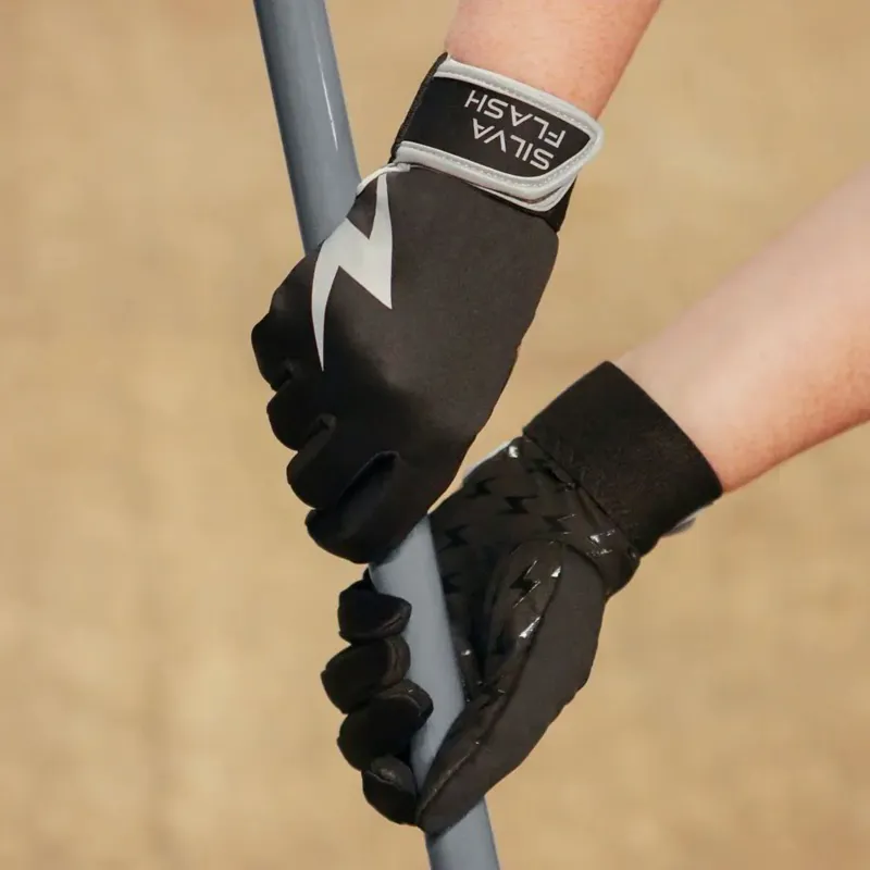 Hy Equestrian Silva Flash Adult Riding Gloves - Black/Reflective-1