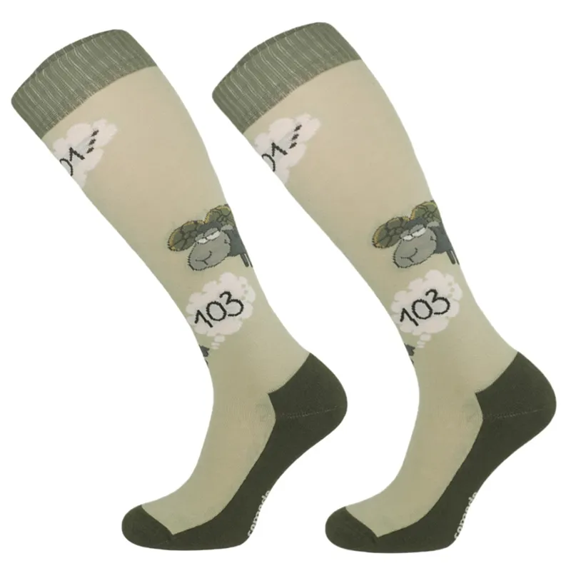 Comodo Novelty Fun Junior Tall Riding Socks - Light Sheep
