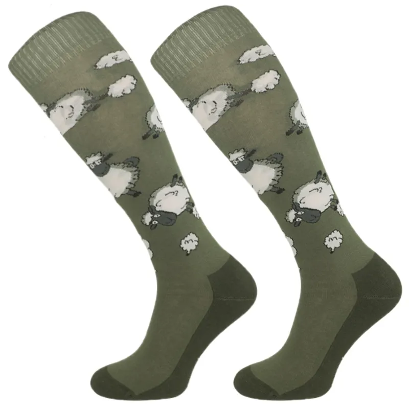 Comodo Novelty Fun Junior Tall Riding Socks - Dark Sheep