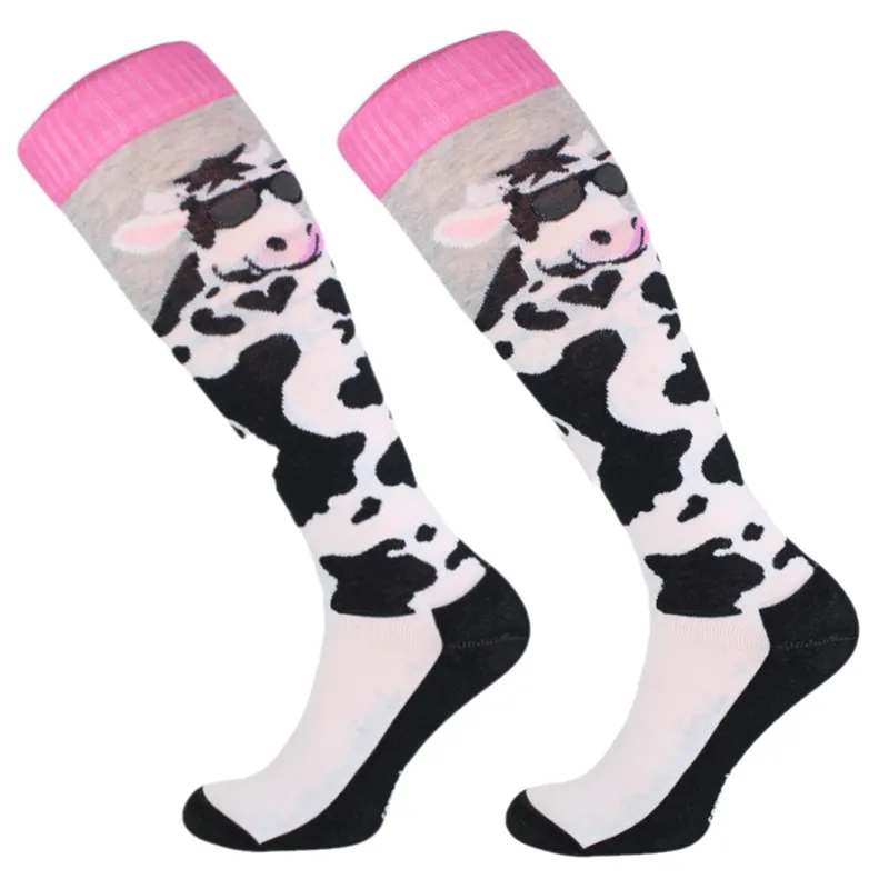 Comodo Novelty Fun Junior Tall Riding Socks - Big Cow