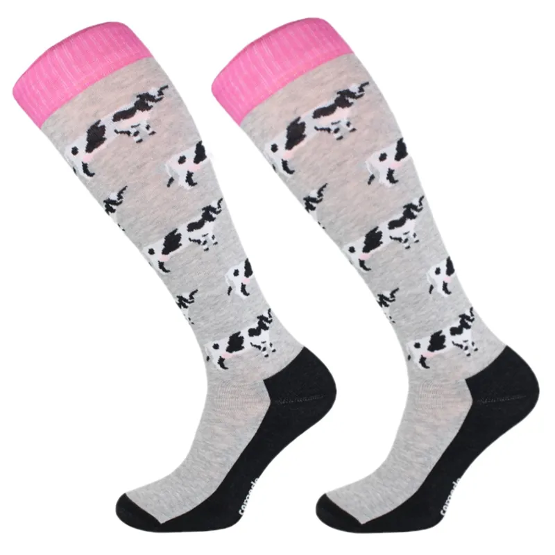 Comodo Novelty Fun Junior Tall Riding Socks - Multi Cow
