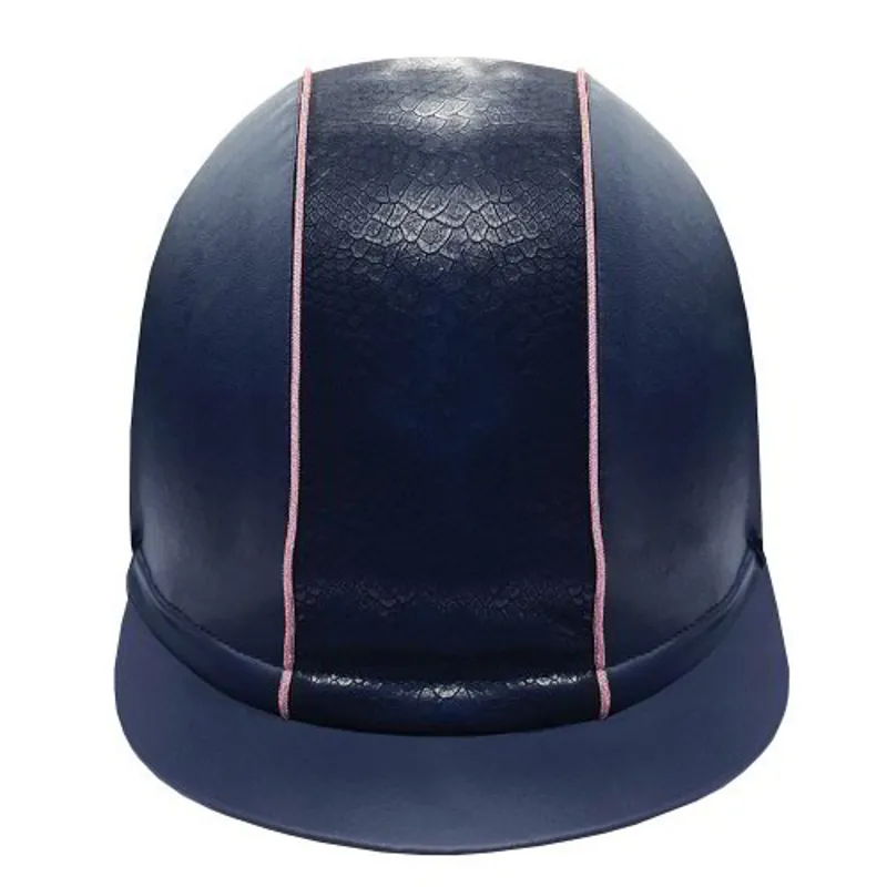 Equetech Snakeskin Competition Helmet Cover - Navy/Rose Gold