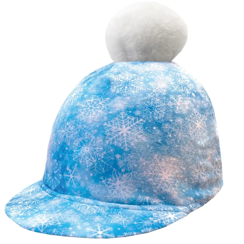 Equetech Fjord Snowflake Helmet Cover - Light Blue/White