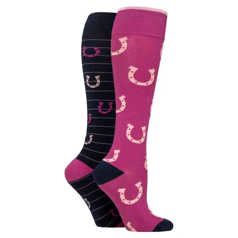 Sockshop Wild Feet Knee High Womens Socks 2 Pack - Horseshoe-1