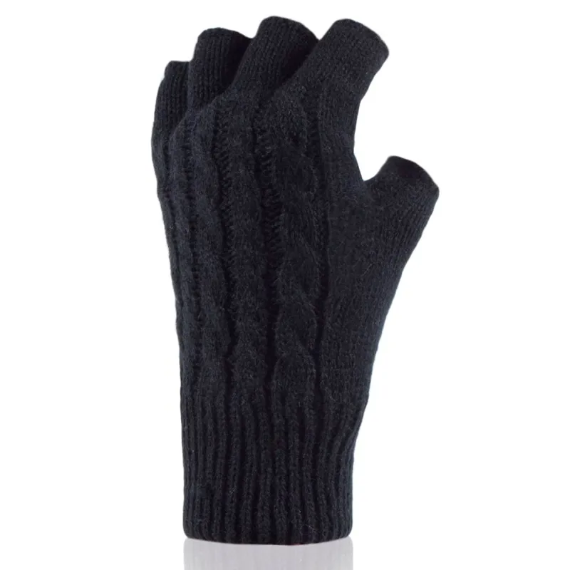 Sockshop Heat Holders Ayla Womens Fingerless Gloves - Black