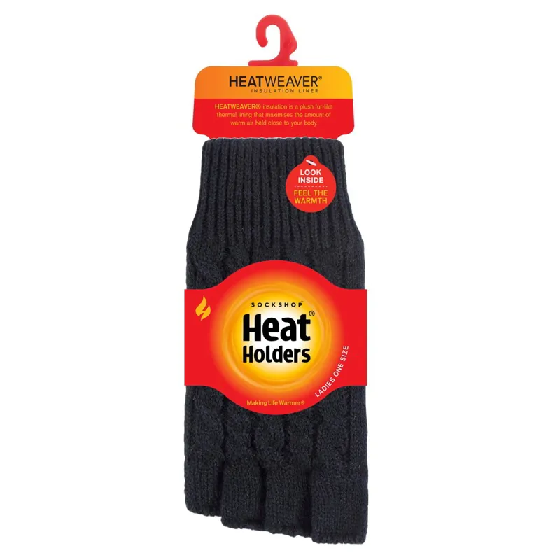 Sockshop Heat Holders Ayla Womens Fingerless Gloves - Black-1