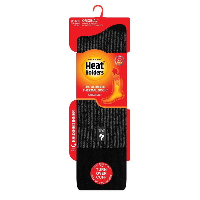 SockShop Heat Holders Buzzard Men's Thermal Boot Socks - Black-1