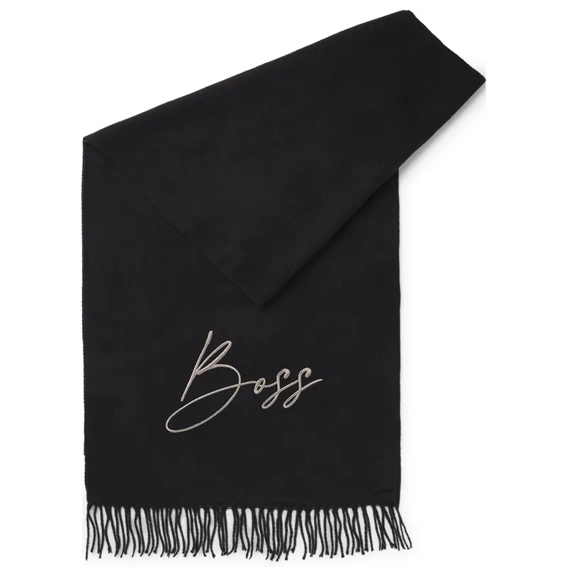 BOSS Equestrian Soft Logo Scarf - Black-2