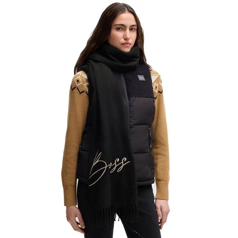 BOSS Equestrian Soft Logo Scarf - Black