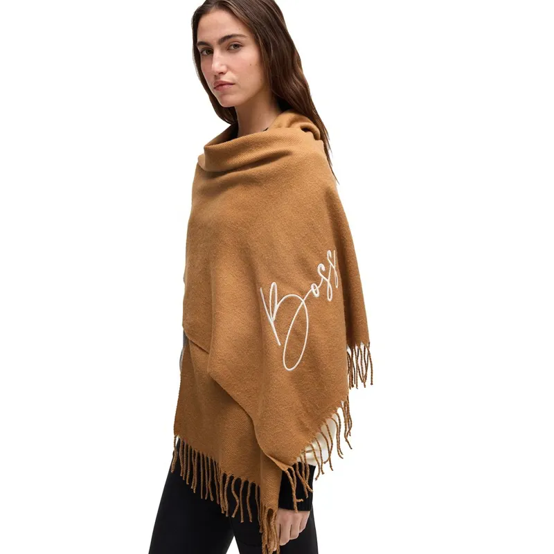 BOSS Equestrian Soft Logo Scarf - Camel