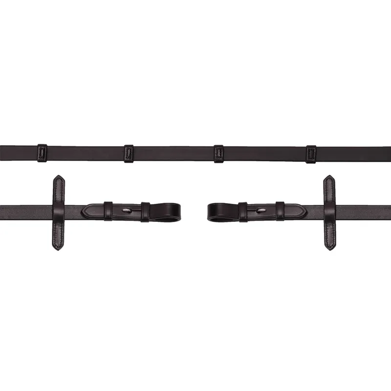 Schockemohle Soft Rubber Reins with Leather Stops - Brown/Silver
