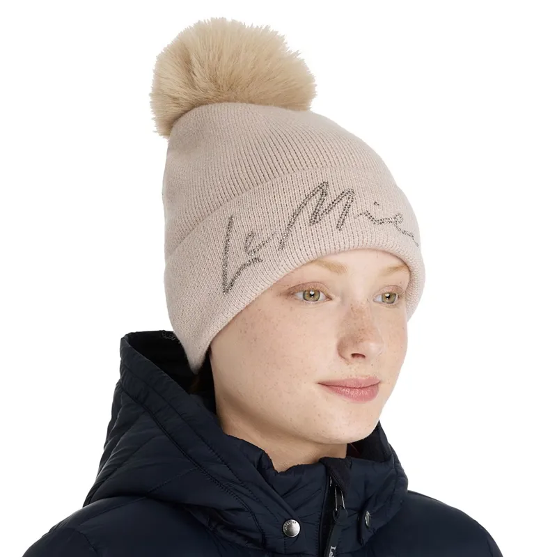 LeMieux Sparkle Beanie with Pom Pom - Stone-4
