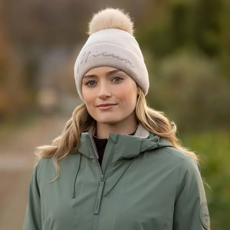 LeMieux Sparkle Beanie with Pom Pom - Stone-1