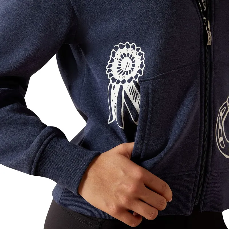 Ariat Spiffy Junior Girls Full Zip Sweatshirt - Navy Heather-6