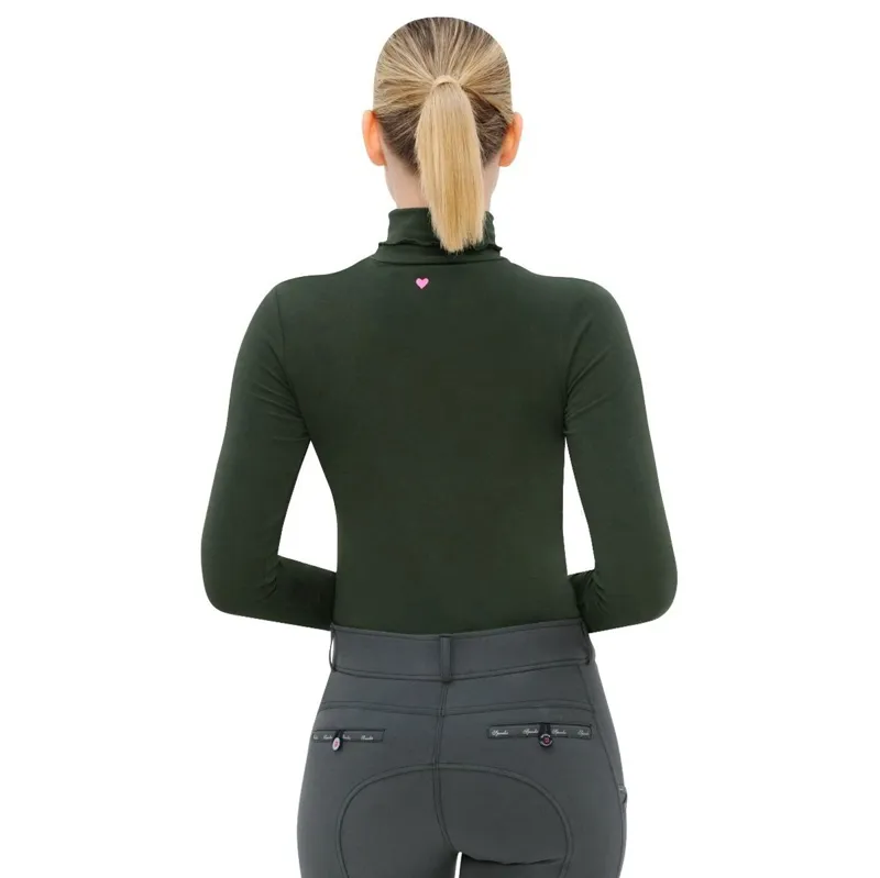 Spooks Phiene Ladies Mock Neck Top - Dark Forest-1