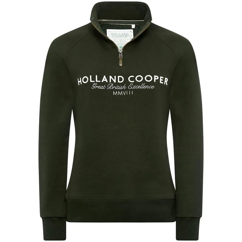 Holland Cooper Sporting Goods Henley Womens Quarter Zip - Racing Green-1