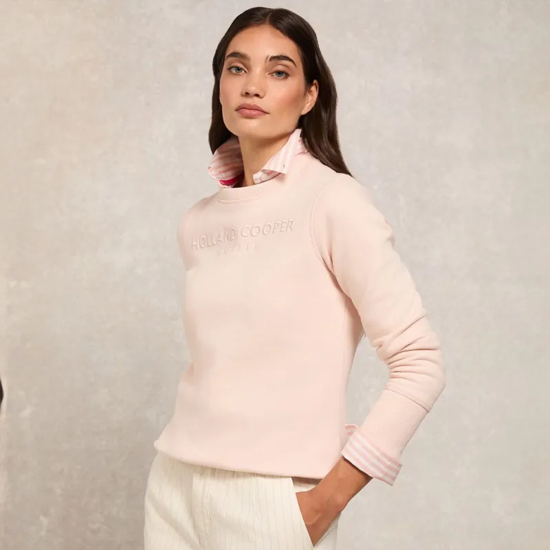 Holland Cooper Sporting Heritage Ladies Crew Pullover - Pale Pink-1