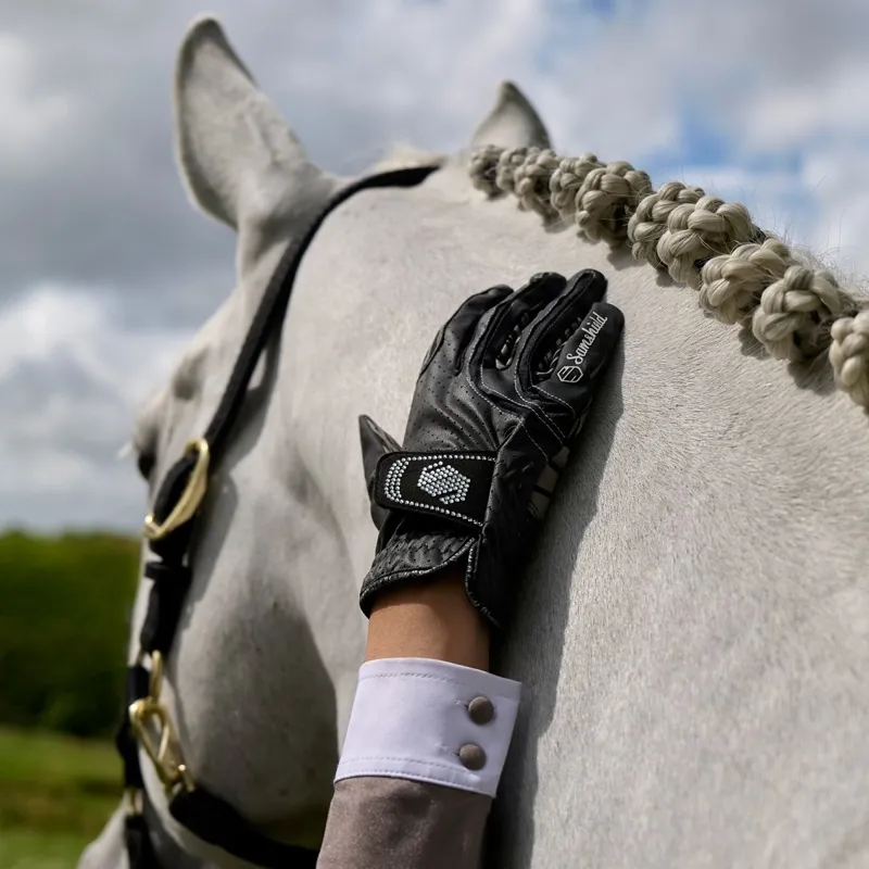Samshield V-Skin Swarovski Riding Gloves - Black/Clear-2