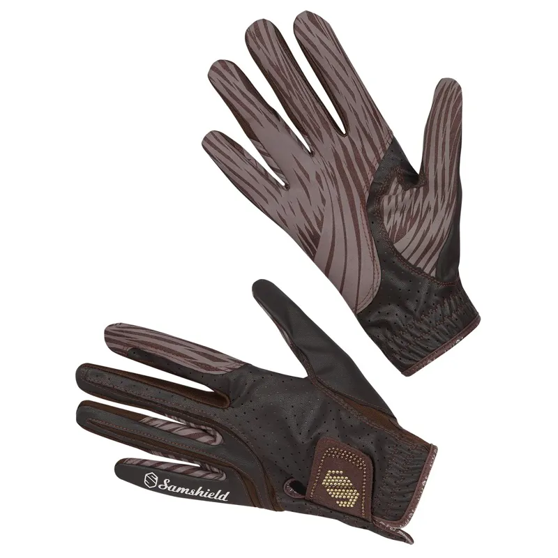 Samshield V-Skin Swarovski Riding Gloves - Brown/Gold