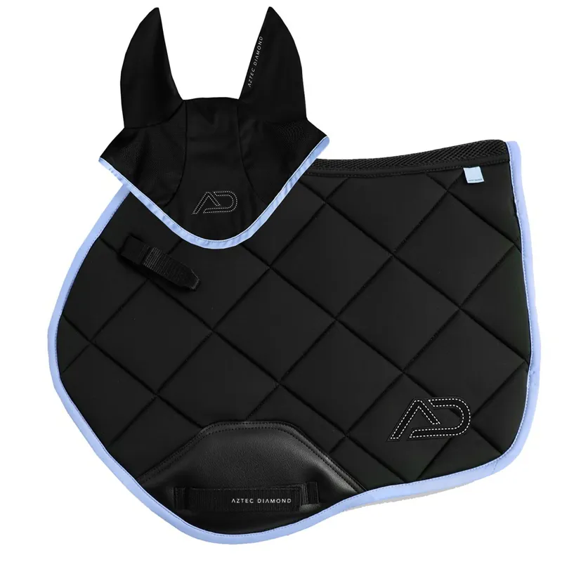Aztec Diamond YR Cosmic Saddle Pad and Ear Bonnet Set - Black/Violet