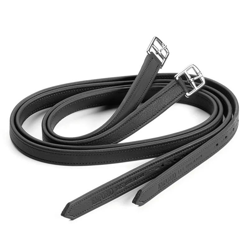 Equipe Emporio Non-Stretch Stirrup Leathers - Black-1