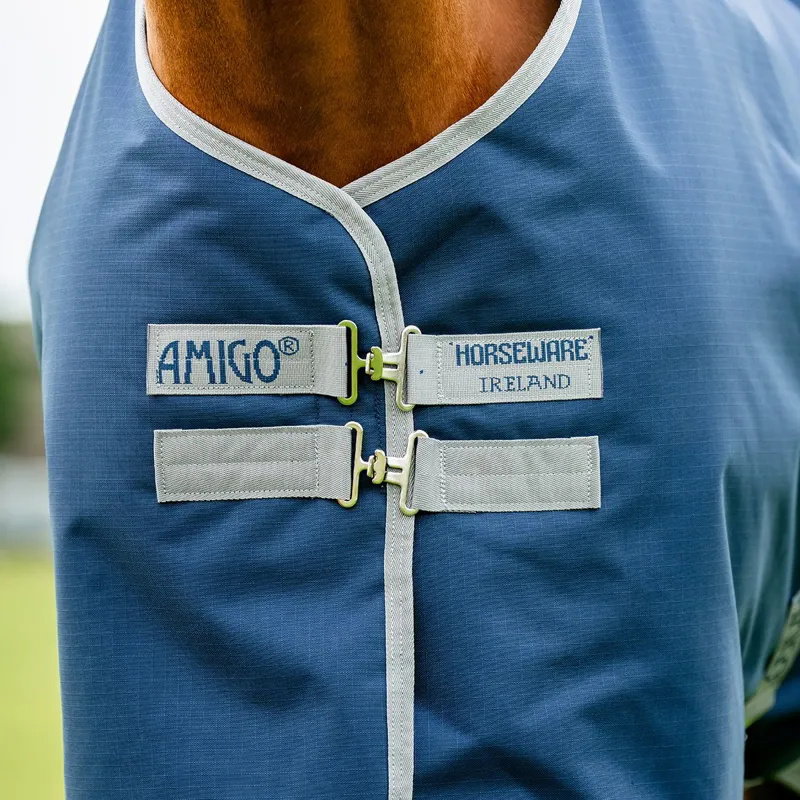 Amigo Ripstop 900D Standard Neck 0g Turnout Sheet - Navy/Titanium Grey-2