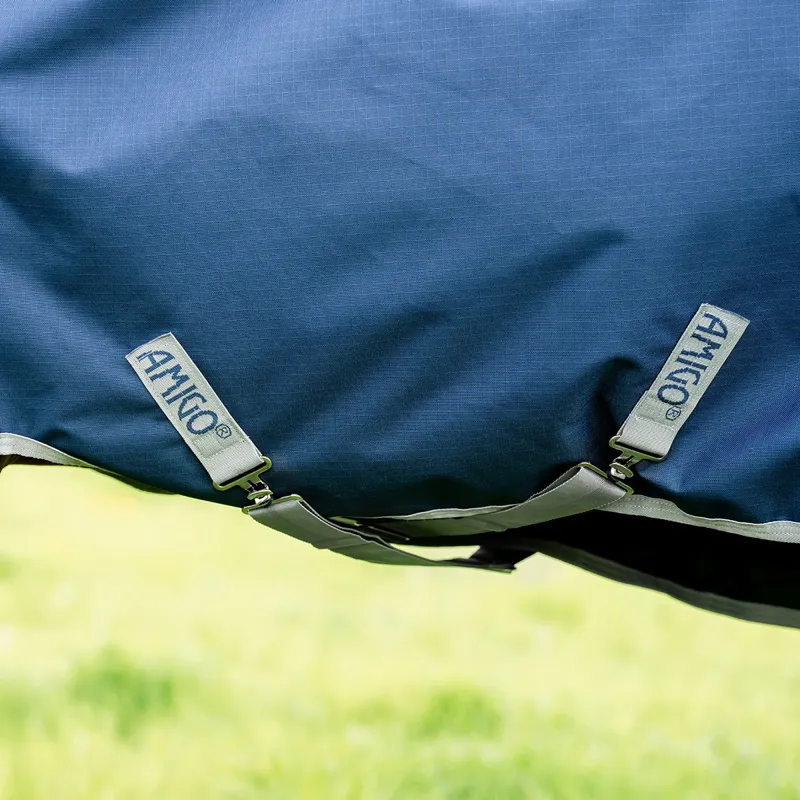 Amigo Ripstop 900D Standard Neck 0g Turnout Sheet - Navy/Titanium Grey-3
