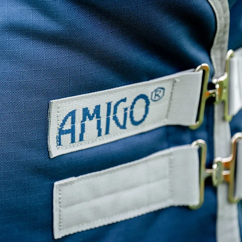 Amigo Ripstop 900D Standard Neck 0g Turnout Sheet - Navy/Titanium Grey-4