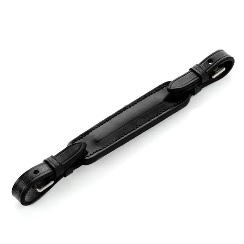 Stephens Rigid Leather Curb Strap - Black/Silver