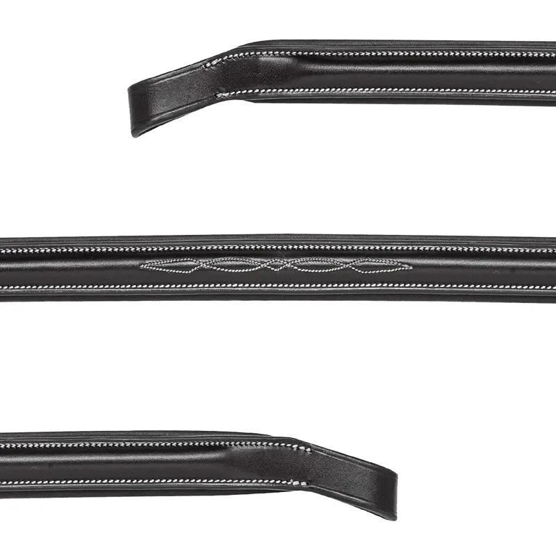 Equiline BB0417 Flat Padded Leather Browband with Stitching - Black-1