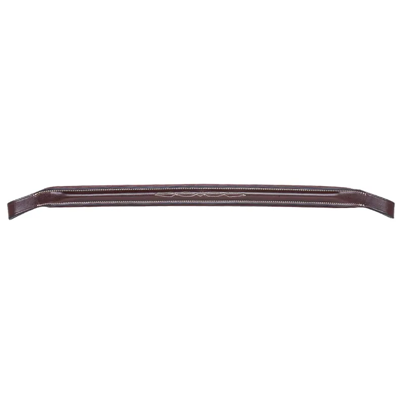 Equiline BB0417 Flat Padded Leather Browband with Stitching - Brown
